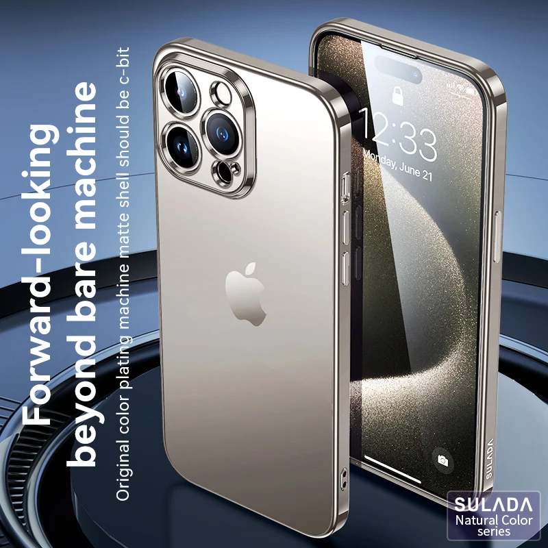 

Original Sulada Matte Translucent Case For Apple iPhone 15 Pro Max 14 Eletroplated Anti-Fingerprint Slim Armor Shockproof Cover