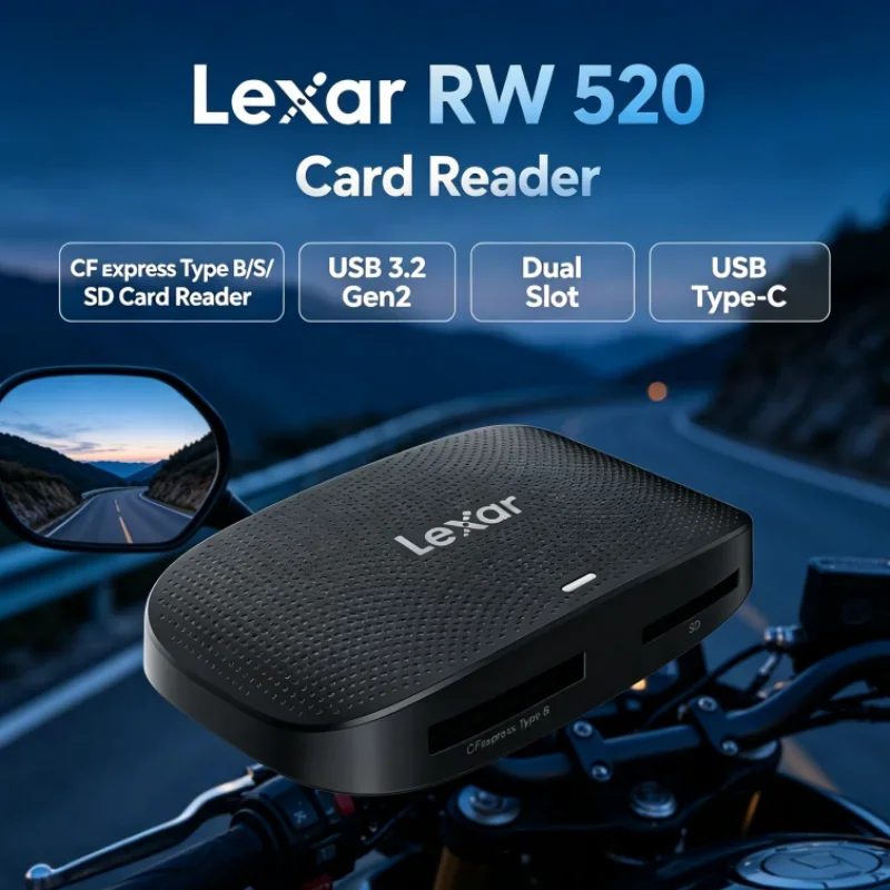 Lexar RW520 Memory Card Reader High Speed USB 3.2 Gen 2 CFexpress Type B SD Card Reader 2-in-1 Cable for Photo Transfer