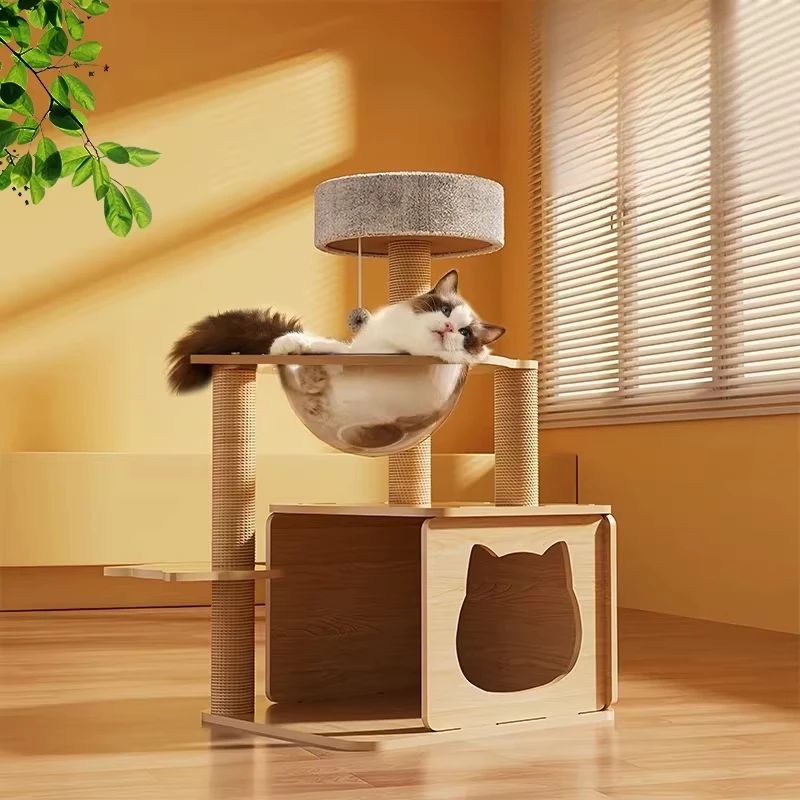 

Sandbox Cat Tower Indoor Tree Post Stairs Wooden Scratcher Cat Tower Things Scratcher Mat Rope Rascador De Gatos Things For Cats