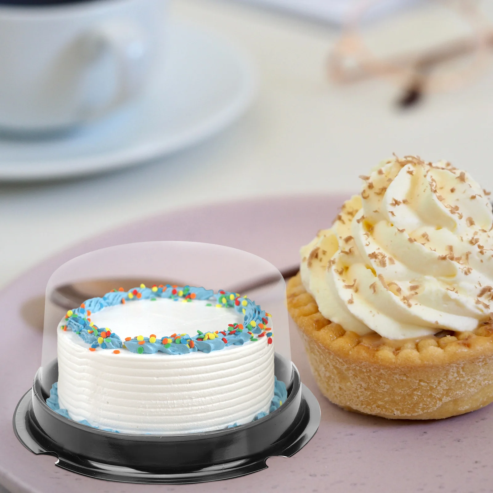 Scatole per torte trasparenti da 50 pezzi Contenitori in plastica Confezione trasparente per porta torte per cupcakes Muffin Contenitori per dessert