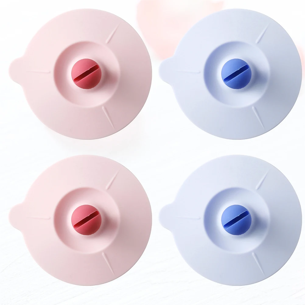 

4pcs Silicone Cup Lids Leakproof Cup Cover Set Sealed Mug Covers For Home Office Mixed Color 10Cm Diameter For Ceramic Glass