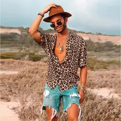 2024 Fashion Trend 3d Leopard Print Shirts Men Hawaiian Loose Breathable Clothes Hip Hop Streetwear