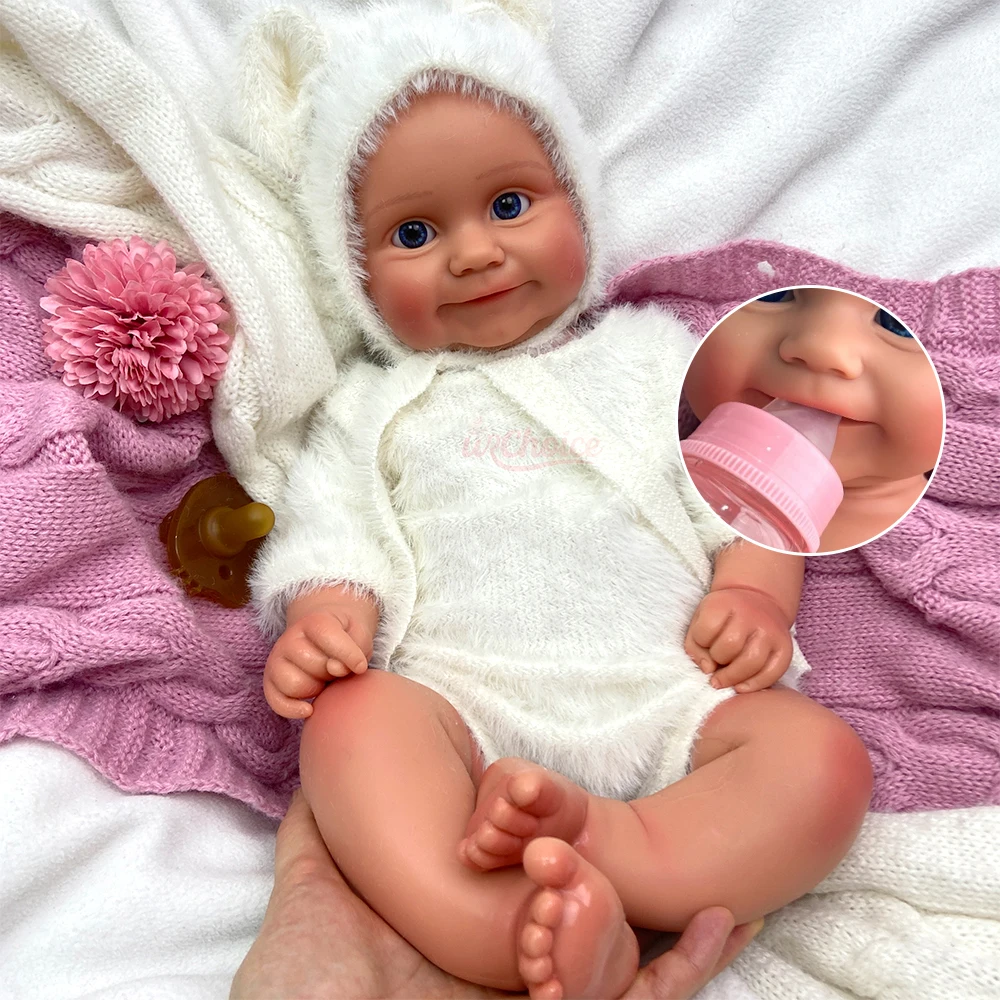 

50cm Chubby Open Mouth Girl Full Soft Silicone Reborn Baby Realistic Newborn Waterproof Doll for Kids Birthday Present