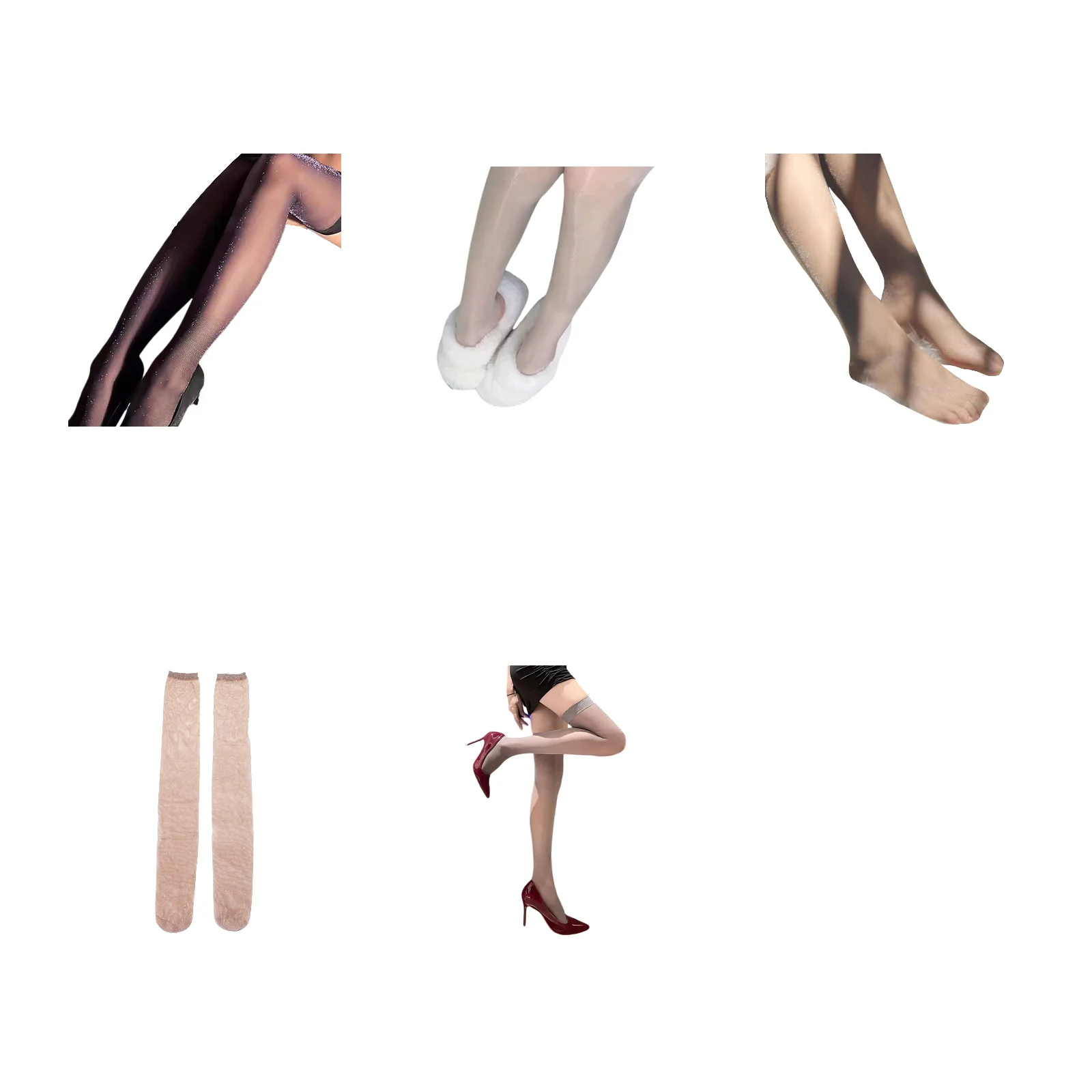 

Pearlescent stockings five-color set (1 pair each of black/white/skin/coffee/grey)