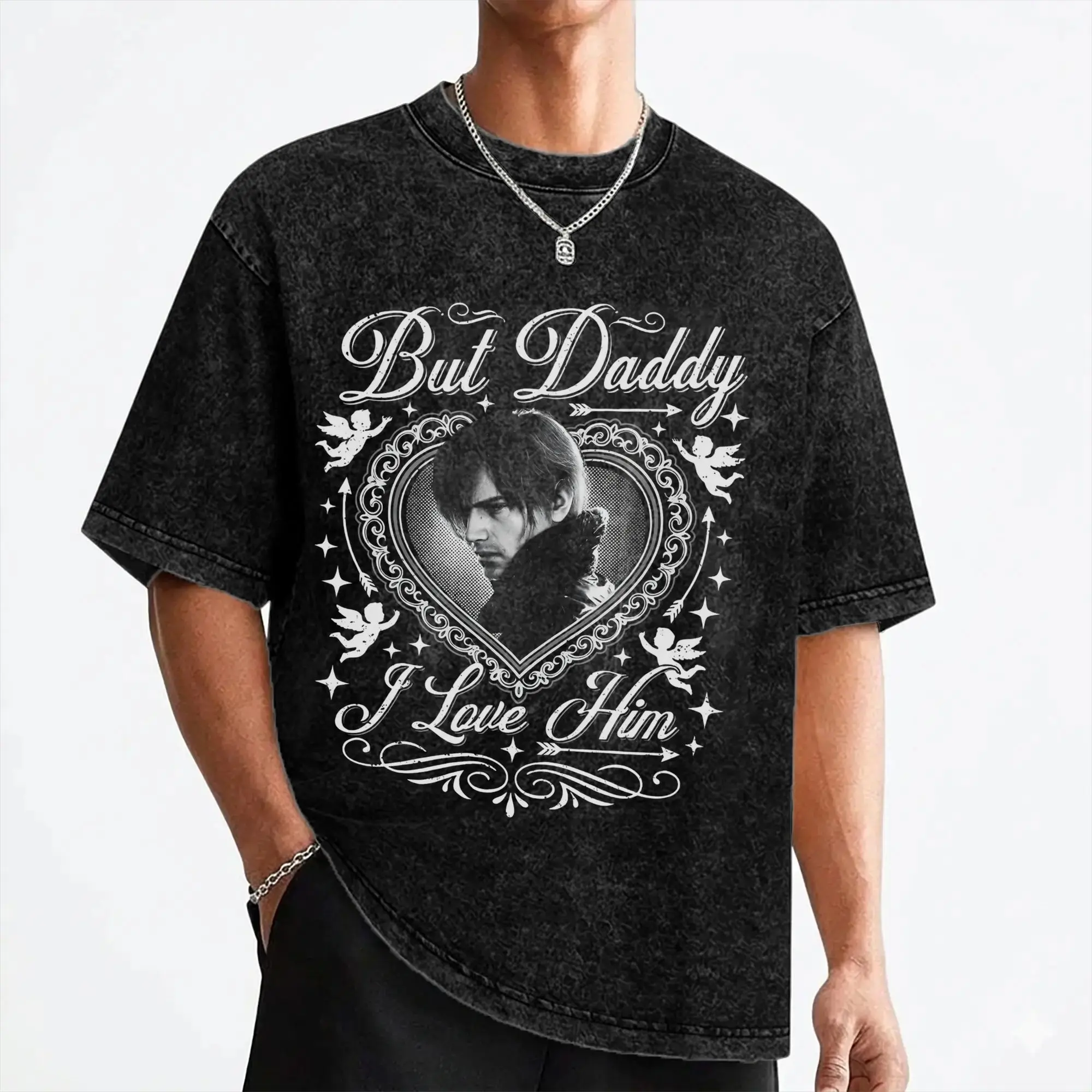 Leon S. Kennedy Washed T Shirts Streetwear Retro T-Shirts Tees Men Women Short Sleeve Harajuku Graphic