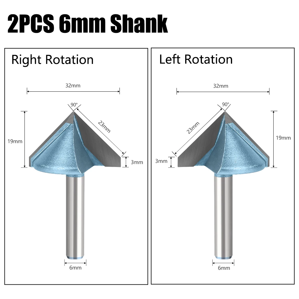 6mm 1/4in Shank  Left &Right 90 Degree V Groove Template  Router Bit fresas para router madera fresas para tupia de madeira