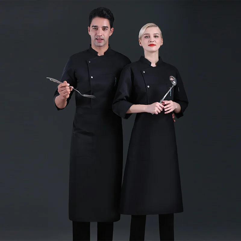 C412 Chef Overalls ผู้ชายแขนยาวเสื้อผ้า Chef Uniform Canteen ซูชิ Chef Coat Waiter เสื้อ Waitress ซูชิเชฟเสื้อ