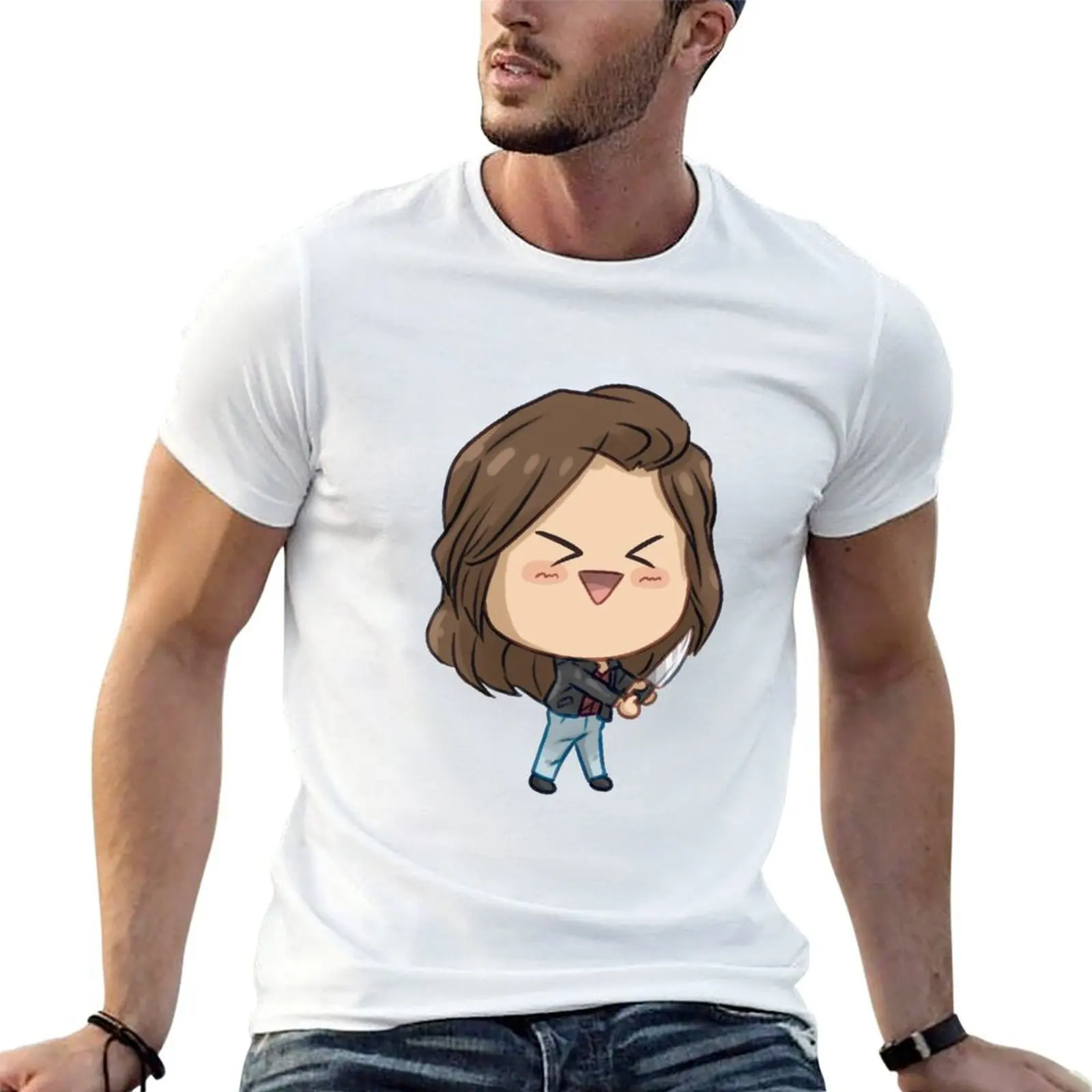 Camiseta Ariana de pelo corto con cuchillo, camisetas para hombre, paquete de camiseta blanca esencial