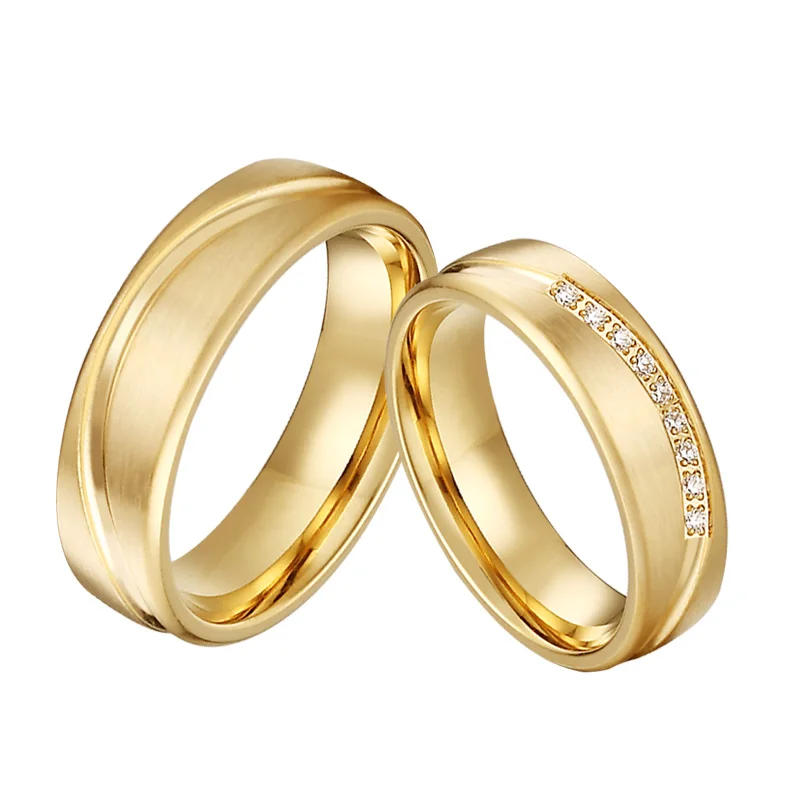 18k Gold Plated Wedding Rings For Men and women Lover\'s Alliance His and Hers Couple rings Set jewelry Big USA size 14 15