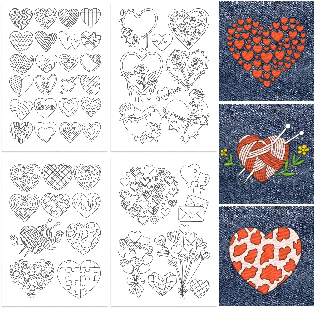 Heart Stick and Stitch Embroidery Papers Designs Water Soluble Stabilizer for Embroidery Patterns Transfers Sewing