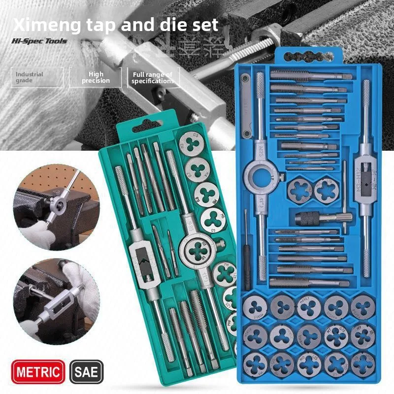 

Multifunction Tap and Die Set 6/9/12/20/40PcsMetric Screw Thread Plugs Hand Screw Taps Straight Taper Tapping and Thread Tools