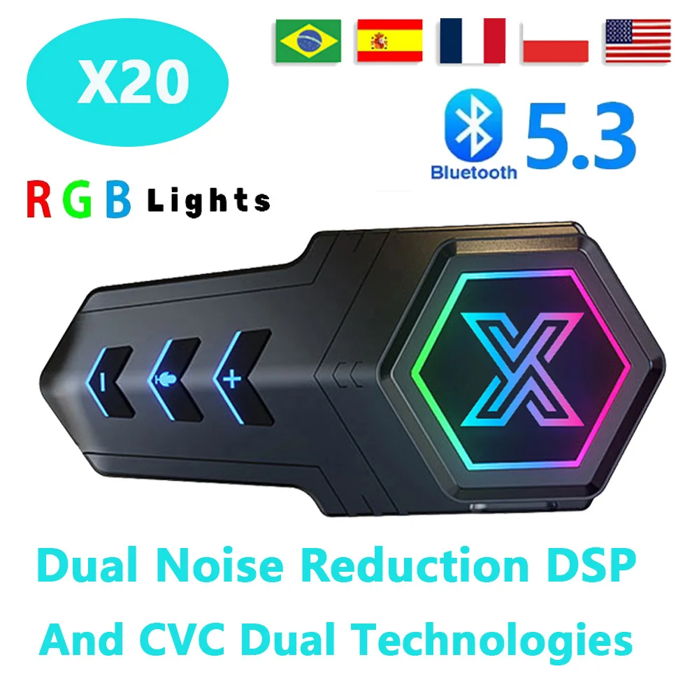 

X-20 Motorcycle Helmet Headset CVC And DSP Noise Reduction Improve Call Quality One-Touch Wake-Up Voice Assistant