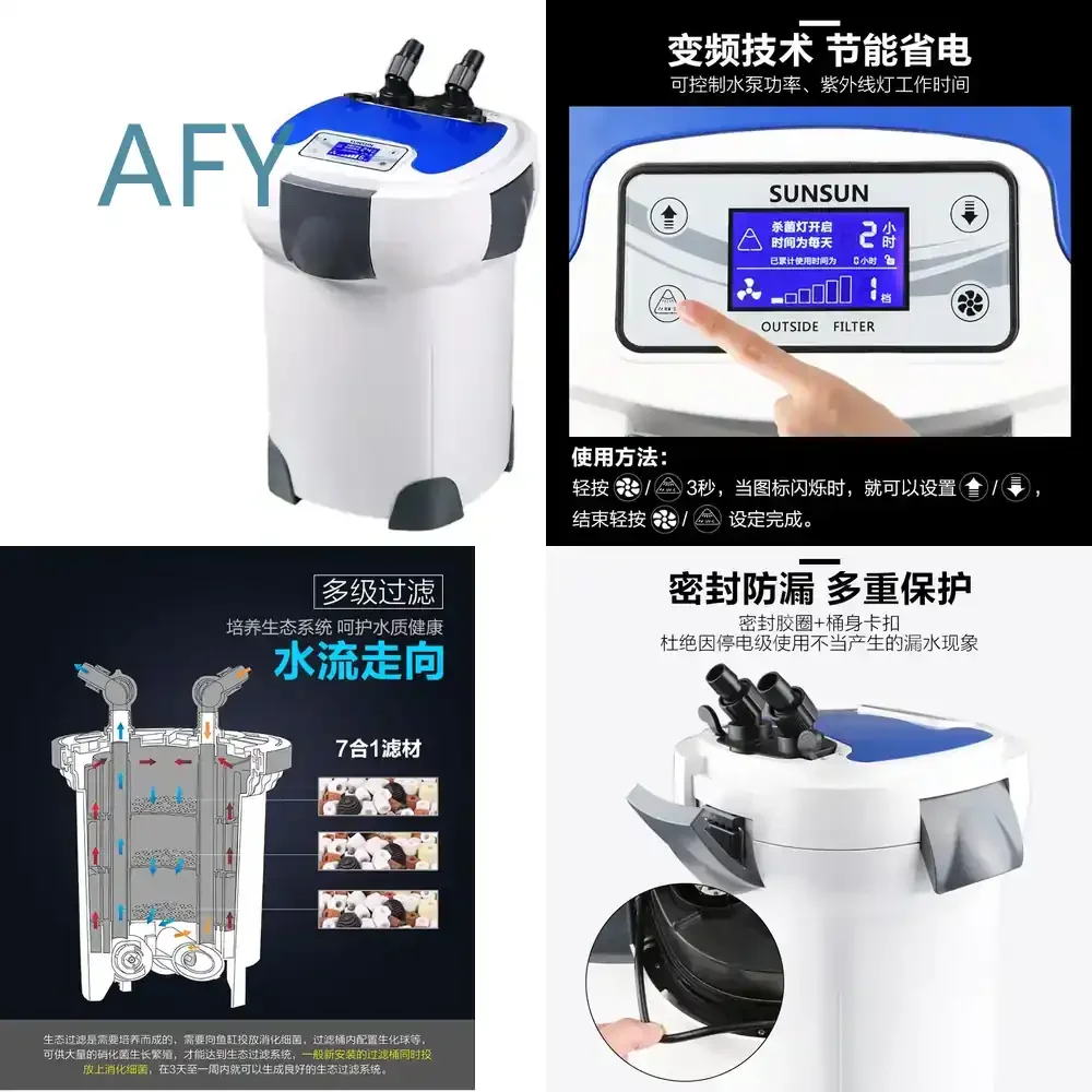 Hw-3000 Aquarium Filter System for Fish Tank Waterfall Rainforest External Canister Filter with Pump Mute Submersible