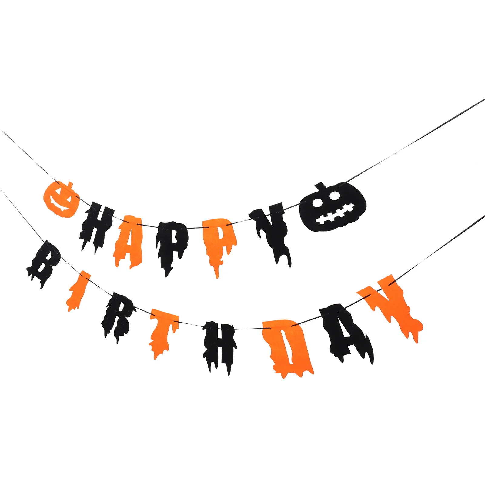 Pumpkin Decor Scary Birthday Banner Halloween Latte Happy Decorations For Party Pull Flag Ornament