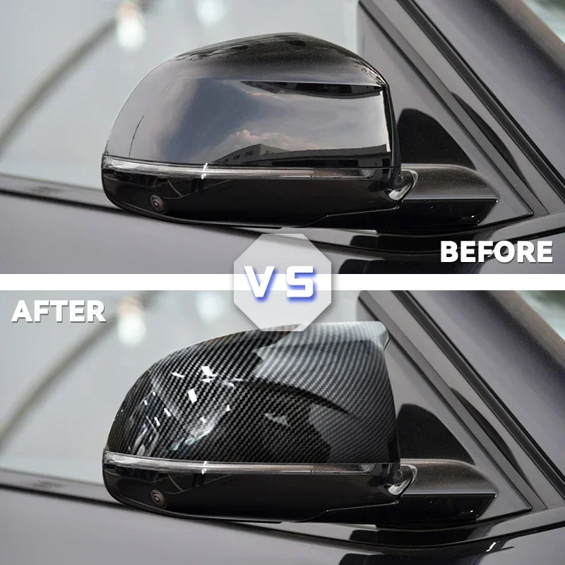 2Pcs Glossy Black carbon pattern Rear Side View Mirror Covers Shell Replacement For BMW X3 G01 X4 G02 X5 G05 X6 G06 X7 G07 view 2
