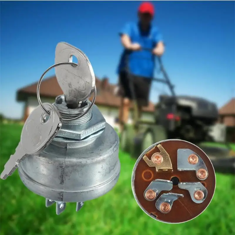 Lawn Mower Ignition Starter 5 Spade Terminal Engine Starter Switch Switch with Key for 725-0267 725-0267A 925-0267 925-0267A