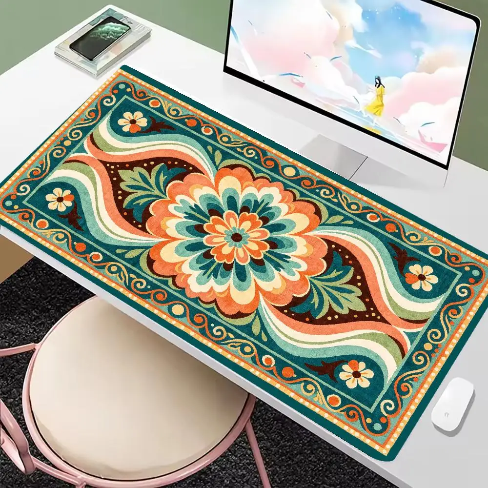 Minimalist Checkerboard Persian Rug Pattern Mouse Pad Non Slip Rubber Base Precision Tracking For Office
