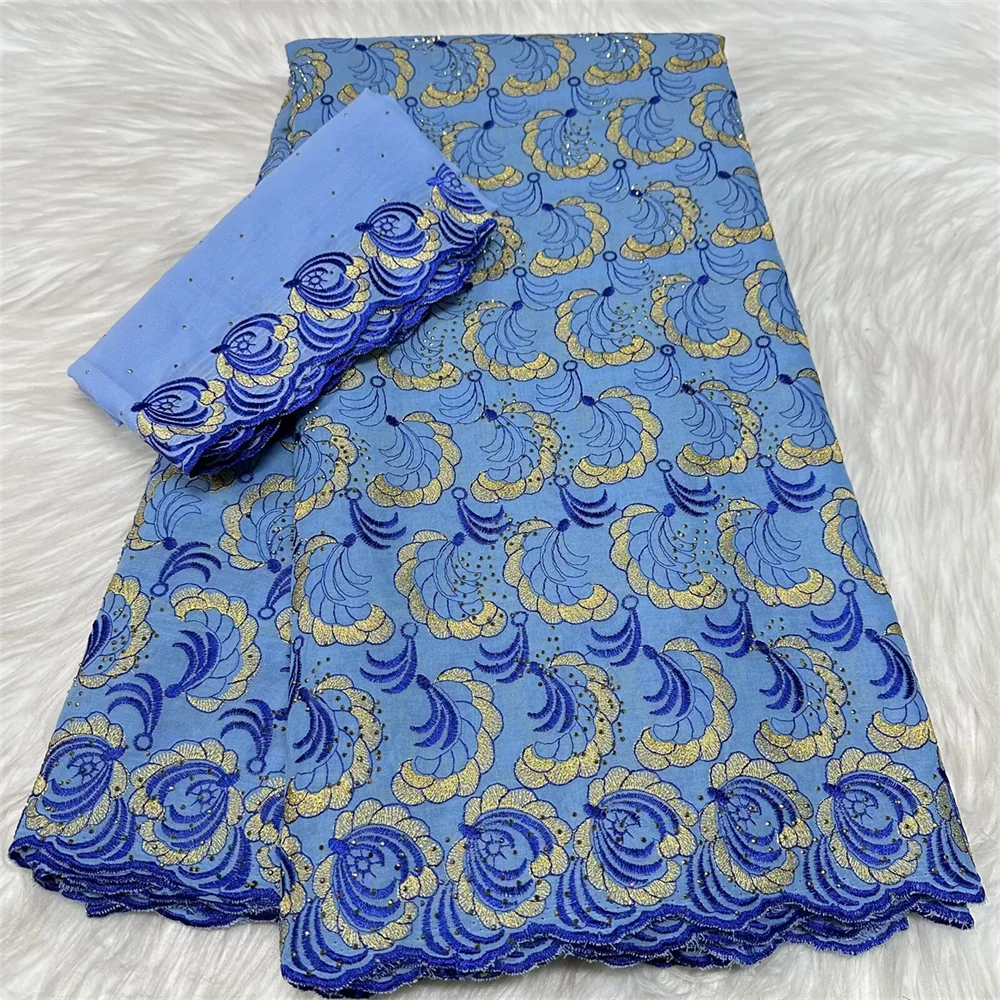 

New Design 100%Cotton African Lace Fabric 2026 High Quality Dry Lace Embroidery Nigeria Swiss Voile Lace In Switzerland 5+2Yards
