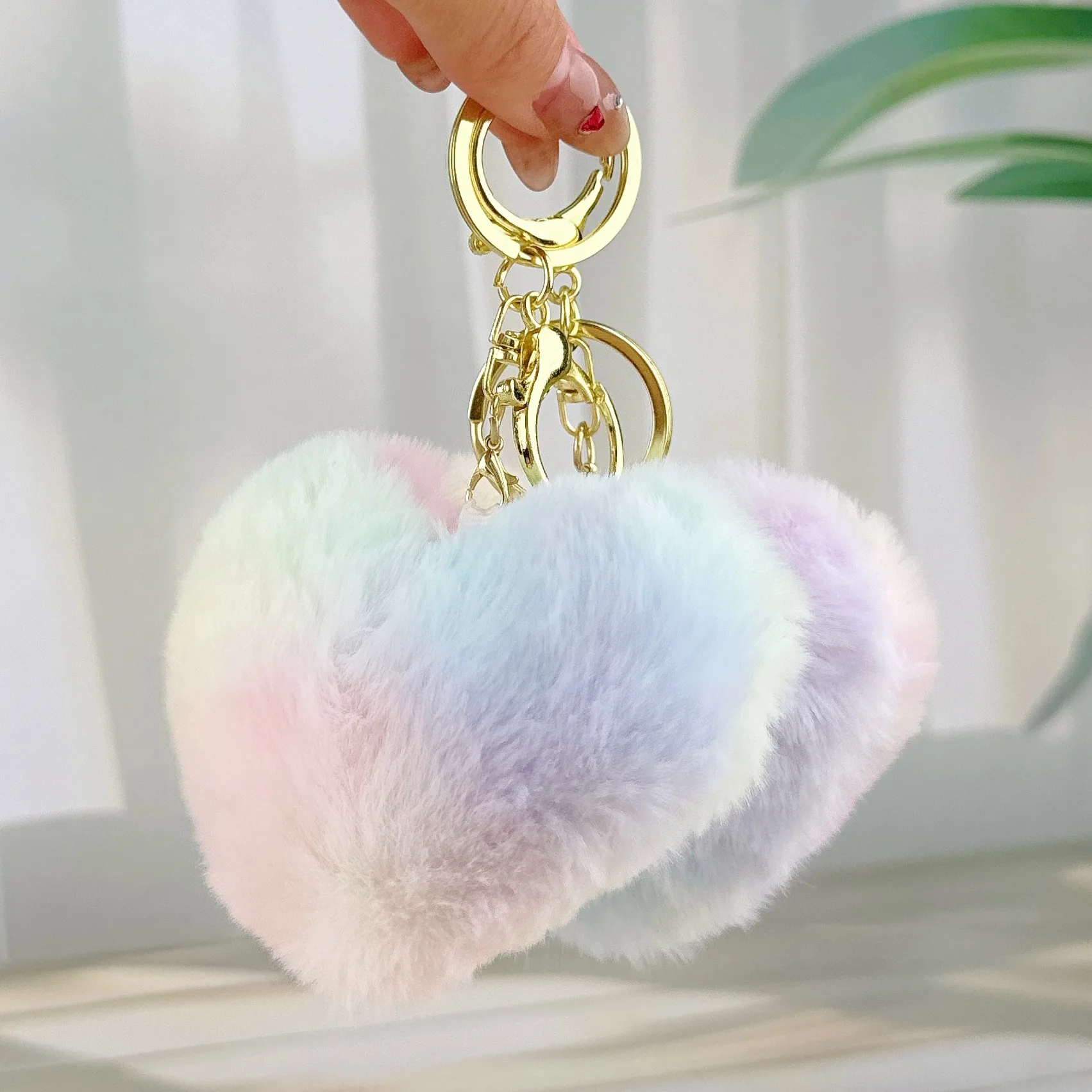 6CM Colorful Creative Cute Plush Keychain Peach Heart Handmade DIY Toy Doll New Hot Selling Dreamy Love Doll Keychains Gifts
