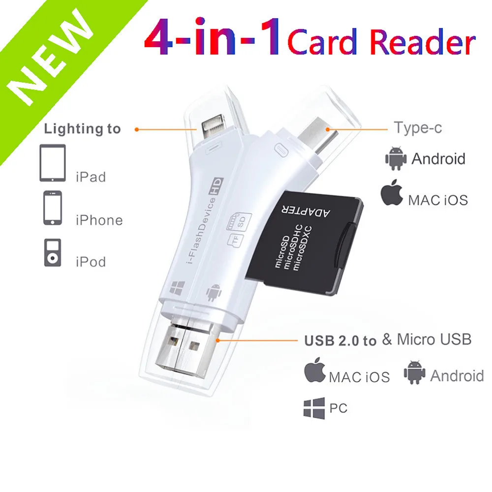 Đầu Đọc Thẻ SD De Memoria Sd Adapter Micro Carte Sd Type C OTG Nhớ Cardreader Cho Adaptador Iphone Samsung MacBook