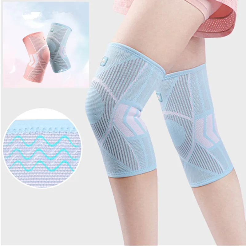 Respirável Knitted Sports Knee Pads, Fix Montanhismo, Prevenindo Articulação, Lesões Dor, Joelho Mangas, Correndo, Novo, 2Pcs