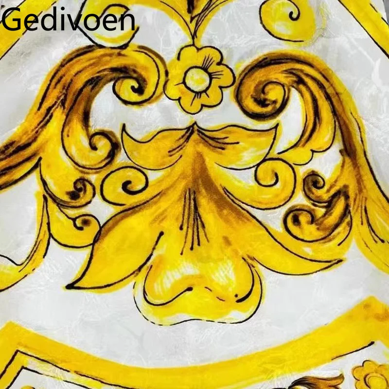 Gedivoen – robe d'été pour femmes, col rond, sans manches, Vintage, imprimé Baroque, robes courtes en soie Jacquard
