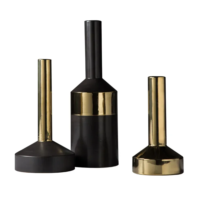 

European black and gold flower ornaments, ceramic handicrafts, creative and simple wind soft flower ornaments