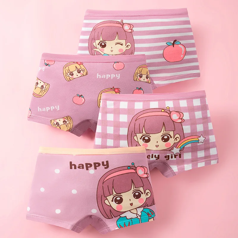 4pcs Cotton Girls Soft Panties Baby Lovely Character Pattern Cartoon Panty Students Boxer Briefs Kids Underwears Children Boxers - view 4