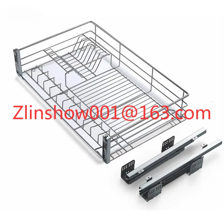 Base Dish Plates Drainer Rack Wire Solf Closing Sliding Organizer Cabinet Kitchen Storage Accessories Pull Out Drawer Basket