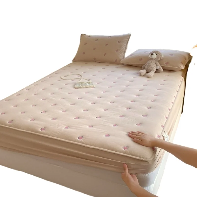 Pure cotton cotton yarn yarn non-slip single piece soybean bed sheet three-piece set