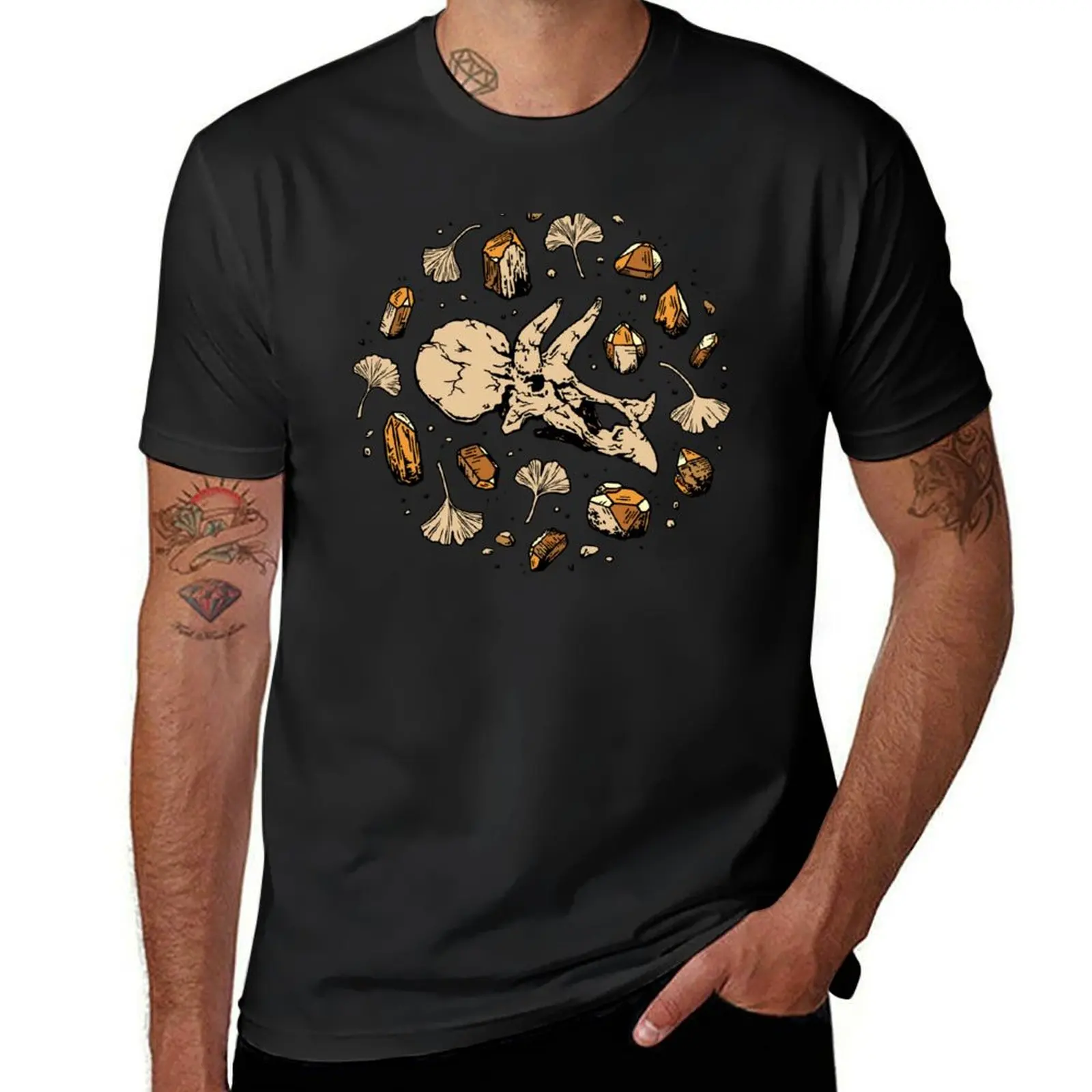 Triceratops Rocks! | Citrine Quartz T-Shirt summer tops Short sleeve tee sublime Men's t-shirts