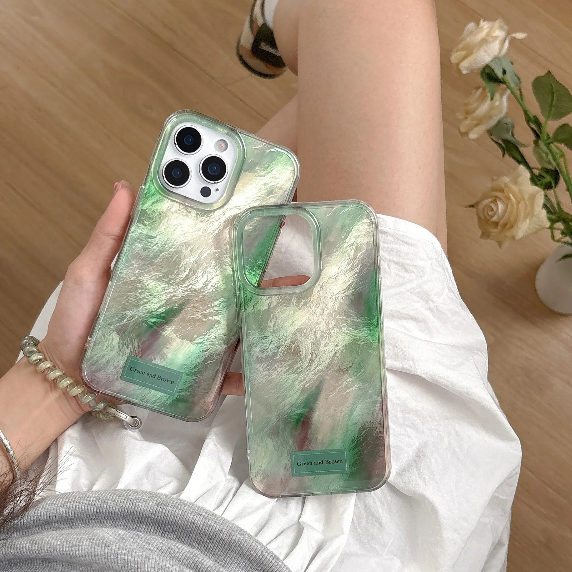 الزمرد أورورا الليزر تصفيح التدرج الفن جراب هاتف آيفون 16 15 14 13 برو ماكس حافظة لطيف فاخر الكرتون غطاء مقاوم للصدمات