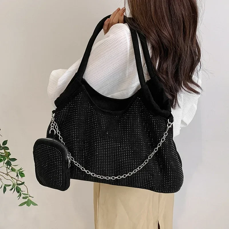 2023 nuova borsa da donna con strass lucidi borsa per la spesa grande borsa per la cena di moda borsa a tracolla ascellare borsa da pendolare per