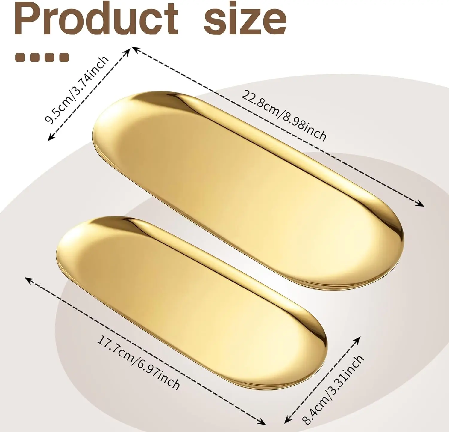 2 Pcs Trinket Trays Stainless Steel Candy Dish Tea Coffee Cup Plate Storage Tools for Jewelry Bathroom Vanity Towels Holder
