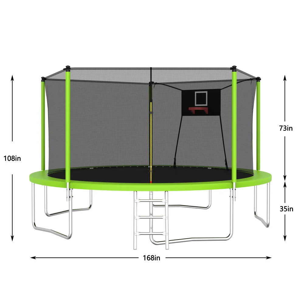 Trampolines de Loisirs en Plein Air pour Enfants et Adultes, Tramimmersion Familiale, Filet, 14 Pieds