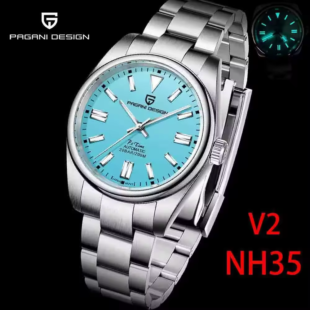 Relógio Mecânico Masculino PAGANI Design 2026 Novo 39mm NH35/8215 Automático com Safira em Aço Inoxidável 20Bar à Prova d'Água