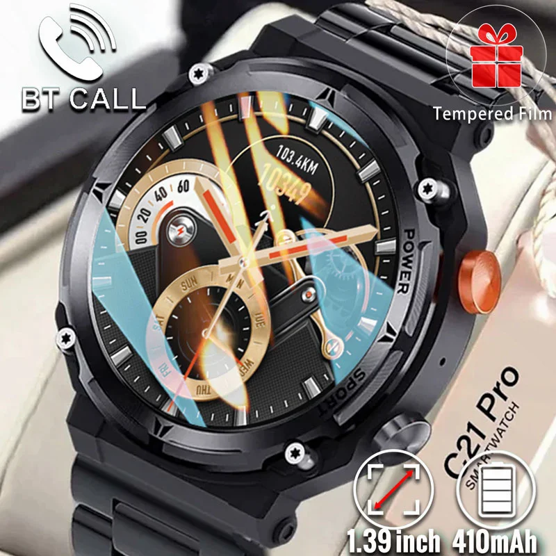 Rugged Round Smart Watch Men Ip68 Waterproof Fitness Sports Watches Bluetooth Call Smartwatch 2023 For Xiaomi Andriod Ios Huawei