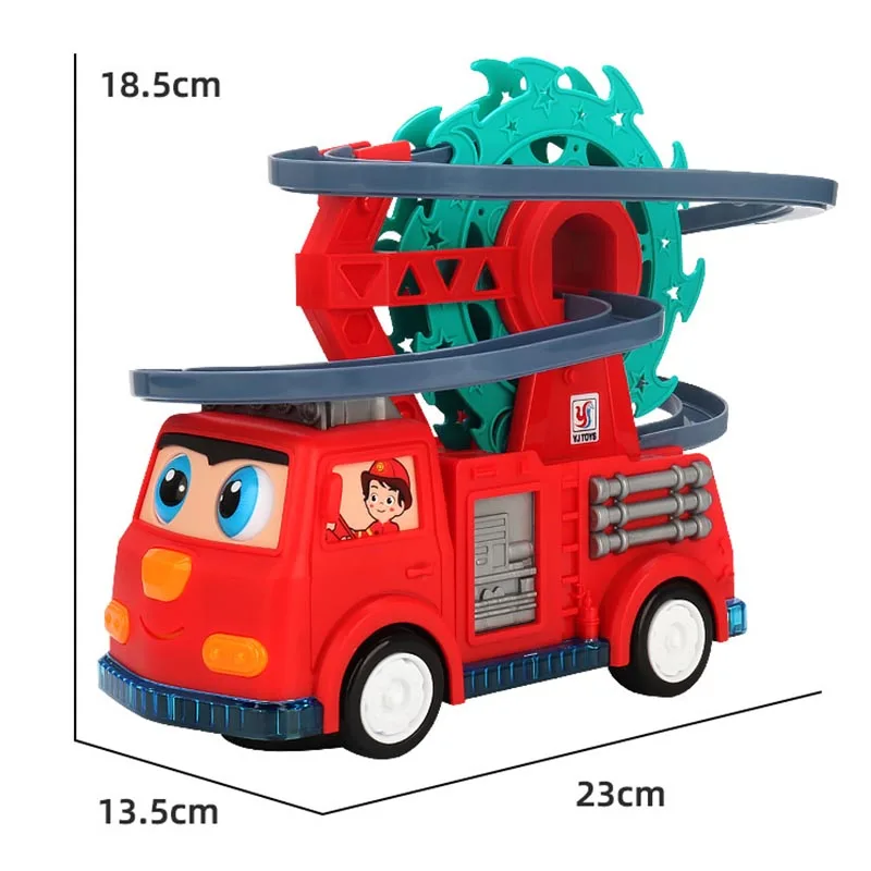 Children's Toy  Electric Fire Duck Ferris Wheel Railcar Car Universal Light Music Track Combined With Fire Truck With Music