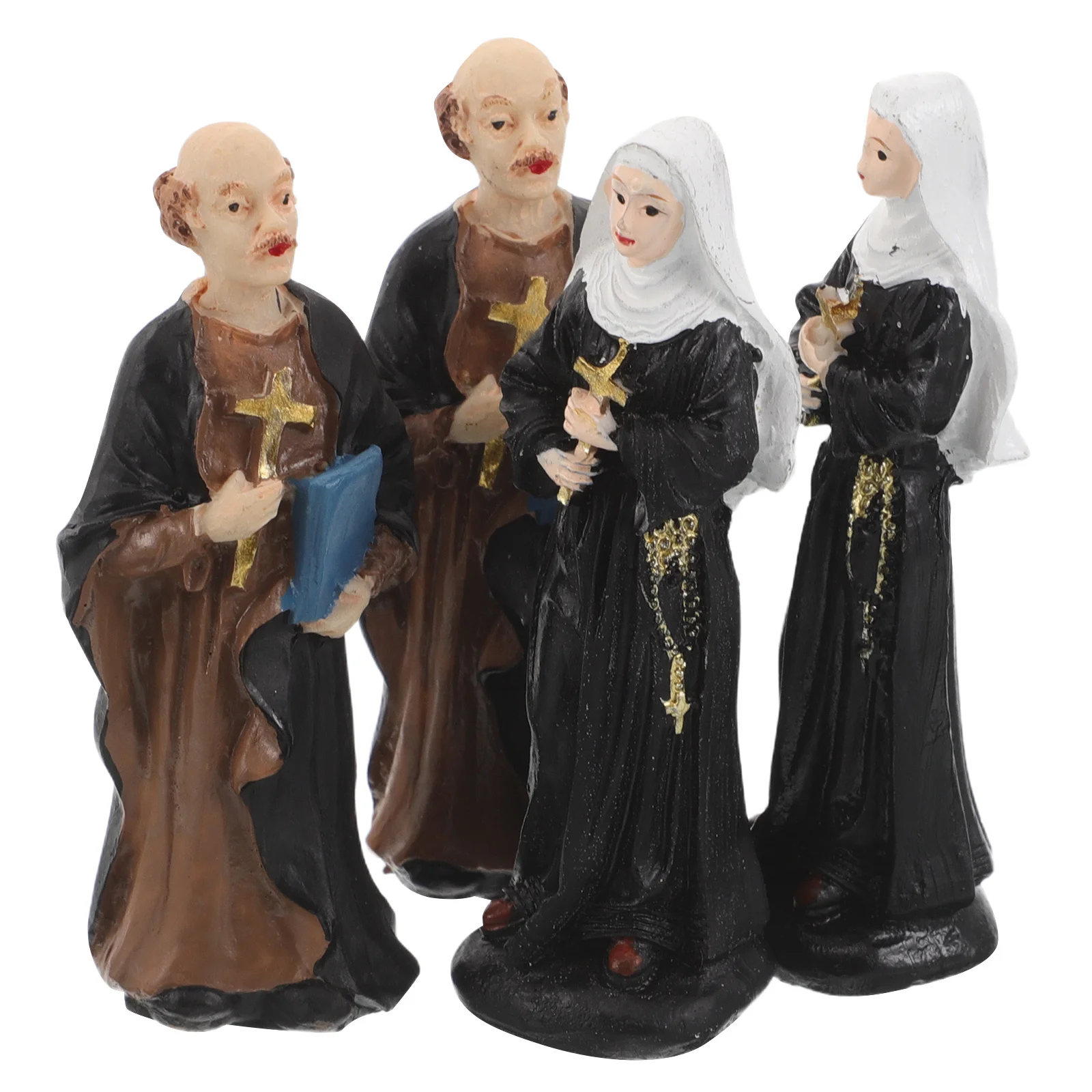 

4Pcs Catholic Resin Religious Statues Miniature Detailed Sculptures for Church Party Favors Desktop Decorations