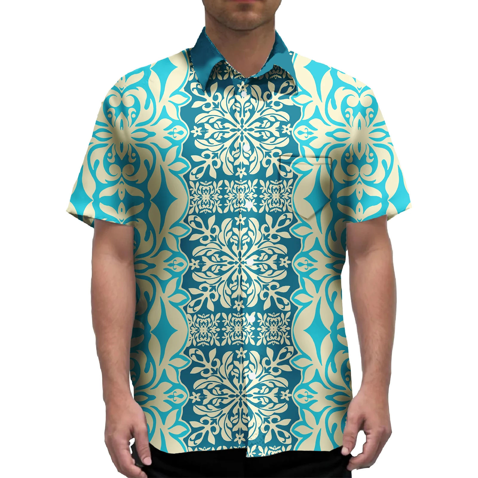 Factory Outlet Polynesian Elei Tribal Grey เสื้อผ้าผู้ชายแฟชั่นอินเทรนด์ Casual Aloha Button Shirt