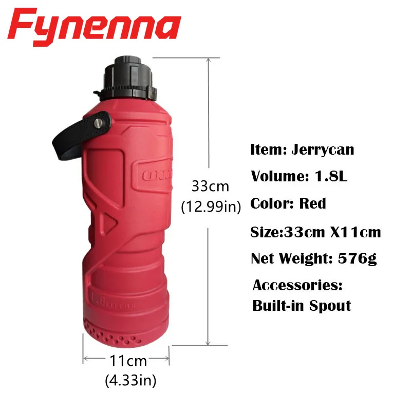1.8L Jerrycan Motorcycle Bumper Mounted Spare Gas Can Fuel Tank Water Bucket Oil Canister Suitable for Cup Holder Installation