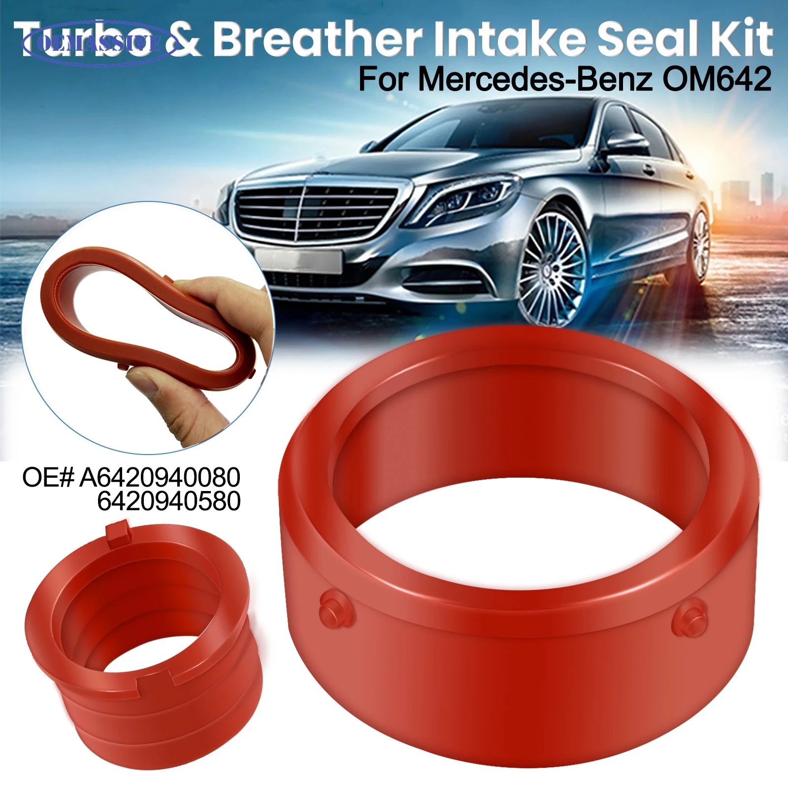 2 Pcs/Set Car Turbo & Breather Intake Seal Kit For Mercedes Benz E320 E350 OM642 CDI CRD OE# A6420940080 A6420940580 Sealing Set