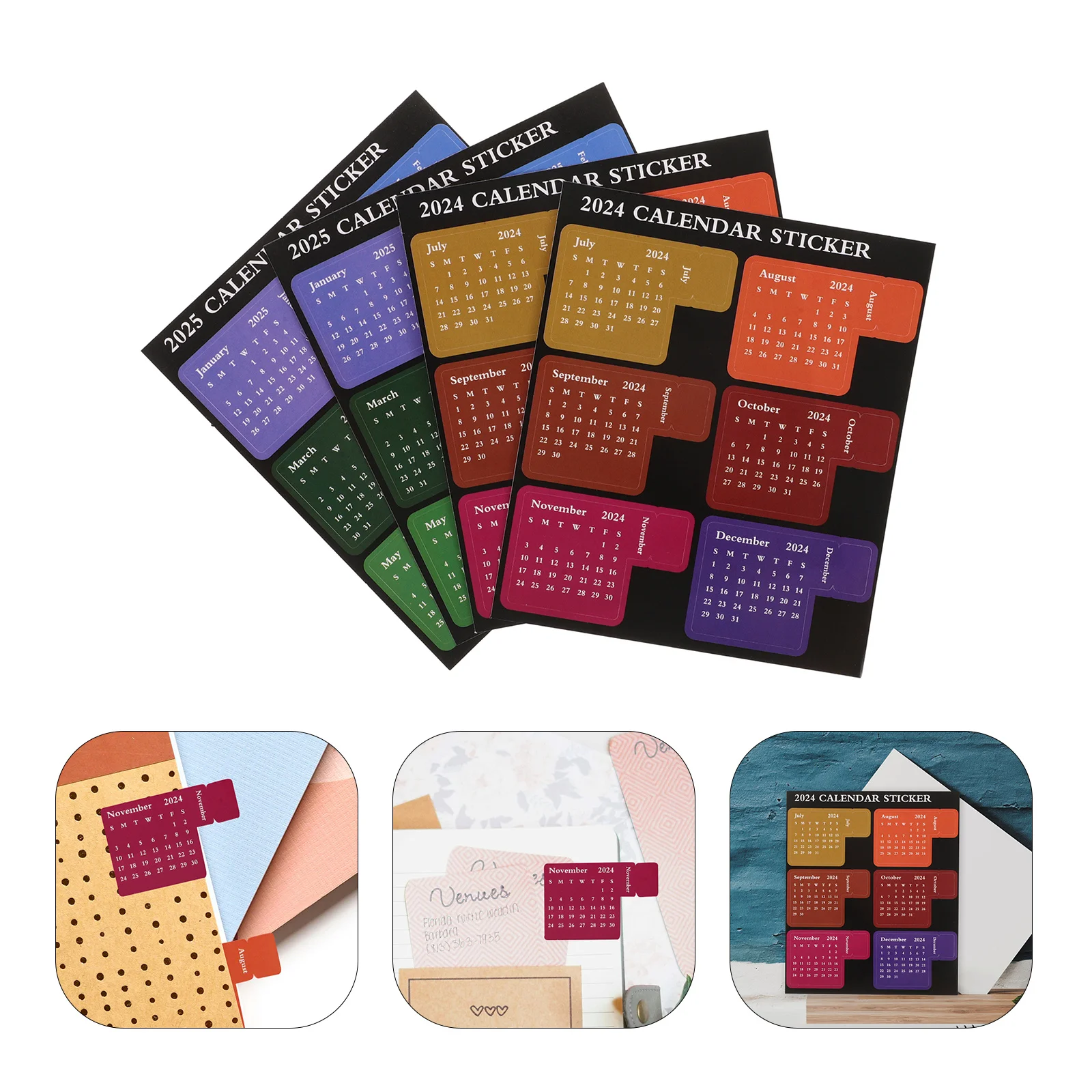 

2Sets Calendar Index Stickers Multifunctional Portable Planner Tabs for Office Classroom Notebook Convenient Planner