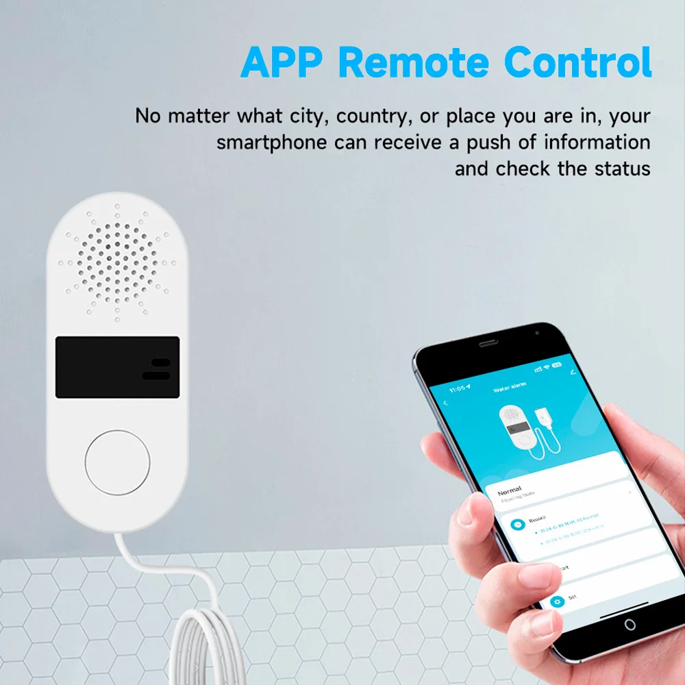 Detector de fugas de agua con Wifi, alarma de sonido y luz, 130dB, Tuya, ZigBee, Sensor de alarma de agua para el hogar inteligente, Control por aplicación