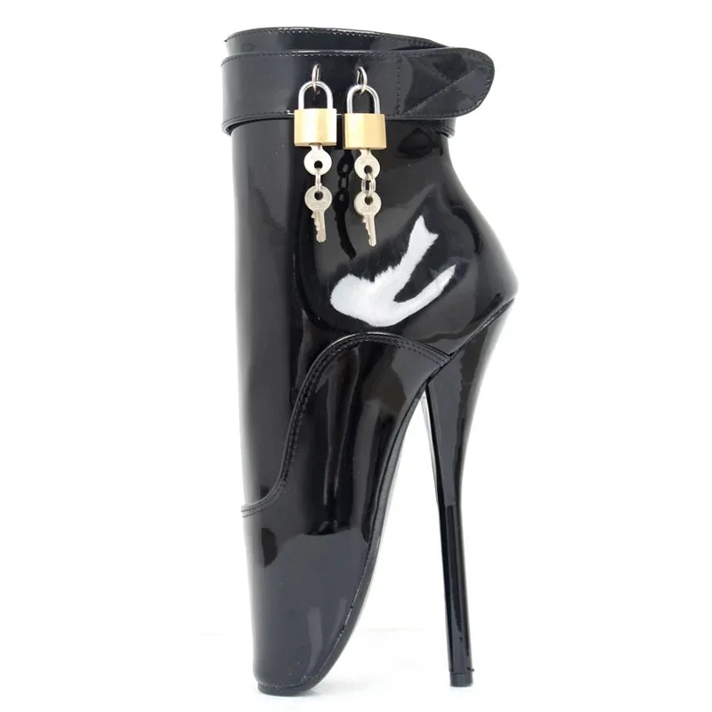 

New version of ballet high-heeled queen boots BDSM plus lock restricted foot game props stockings photography high-heeled short