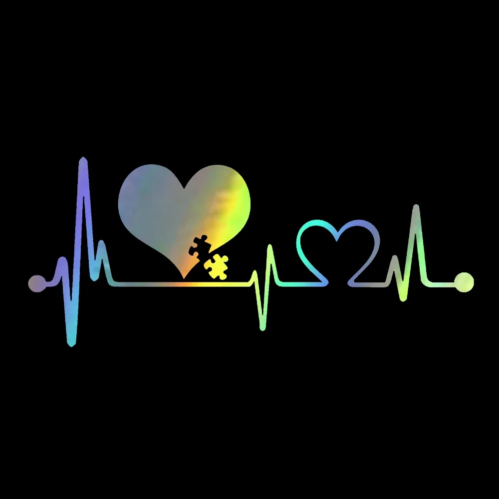 16.6CM*7.2CM Autism Heart Beat Lifeline Creative Car Stickers Car Window Personality Decorative Accessories Car Styling Decals