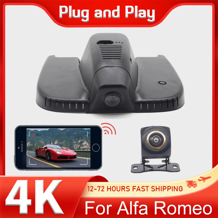 

Car DVR for Alfa Romeo Giulia/ Stelvio Quadrifoglio QV Veloce Sprint, 4K Dash Cam Auto Camera Plug and play Dashcam