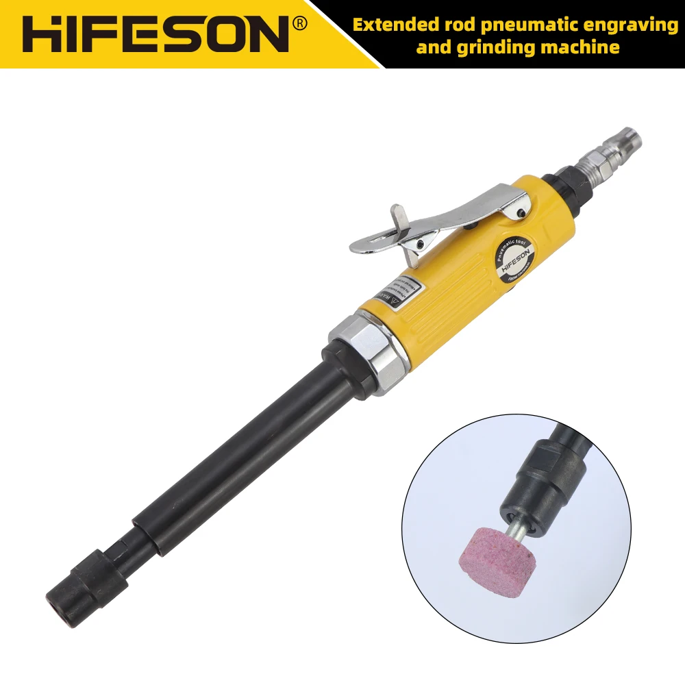 HIFESON 25000RPM Extended Pneumatic Air Pen Air Die Grinder Grinding Mill Engraving Tool Pneumatic Carving Machine
