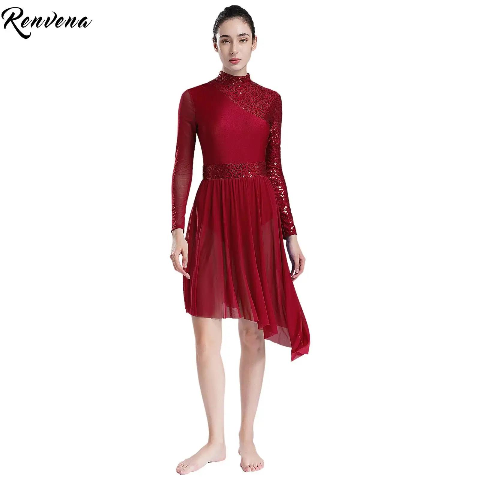 

Женские современные лирические танцевальные купальники с блестками, профессиональная танцевальная одежда для балета и гимнастического шоу