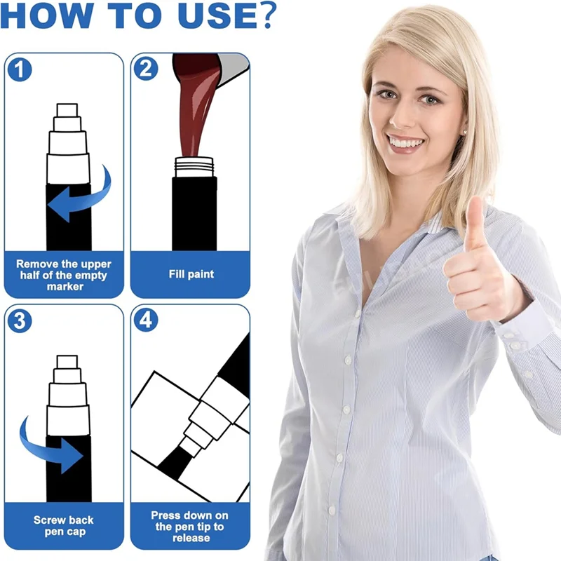 GO-10 Pack Multi-Size Empty Refillable Glue Markers For Paint Drawing, 0.5Mm-15Mm Paint Pen